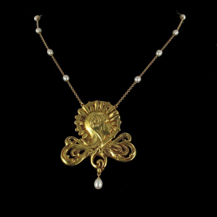 Collier Collier Art nouveau motif femme et Perles 58 Facettes 6286-5401337