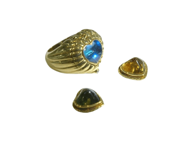 Bague bague Coeur Péridot Citrine Topaze interchangeable 58 Facettes