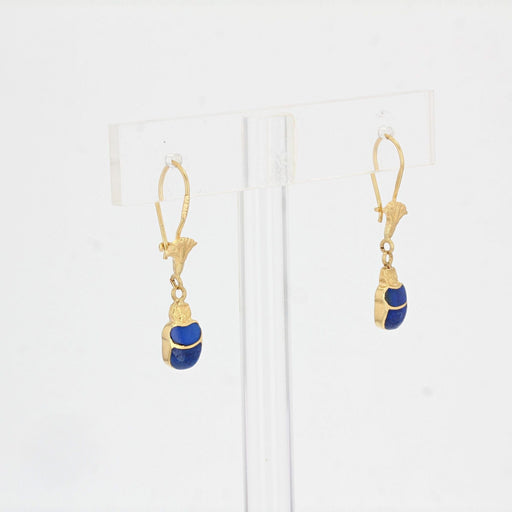 Boucles d'oreilles Boucles d'oreilles scarabée lapis-lazuli 58 Facettes 21-218A