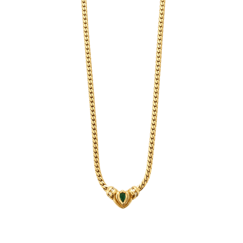 Collier FRED – Collier Coeur Emeraude Diamants 58 Facettes