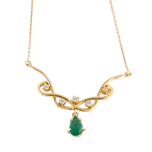 Collier Collier Volutes en or jaune, émeraude diamants 58 Facettes ALGU04