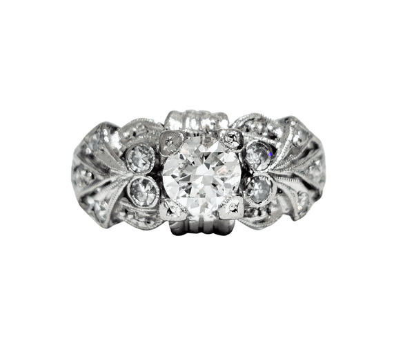 Bague 56.5 Bague 1930 Or gris Diamants 58 Facettes 1-981/2