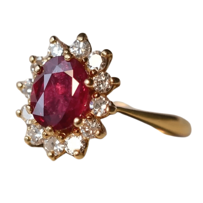 Bague Marguerite Rubis et Diamants 58 Facettes Ref1823