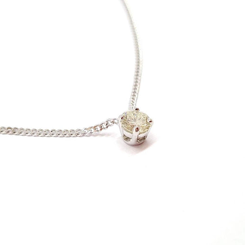 Collier Collier solitaire or blanc diamant 58 Facettes