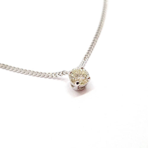 Collier Collier solitaire or blanc diamant 58 Facettes