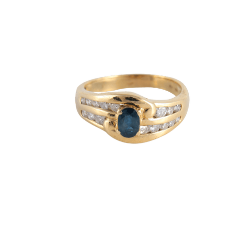 Bague 55 Bague Saphir et double ligne de Diamants 58 Facettes FM79