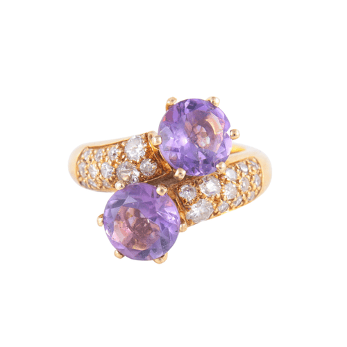 Bague Bague Toi & Moi, Améthystes & Diamants 58 Facettes