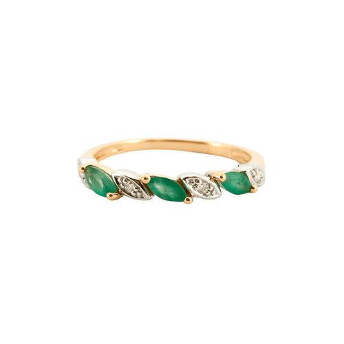 Bague 53 Bague Or jaune Emeraude Diamants 58 Facettes