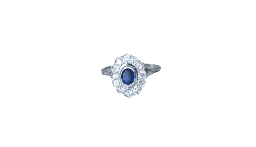 Bague Bague marguerite saphir entourage diamants 58 Facettes