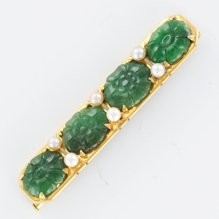 Broche Broche ligne de jades et perles 58 Facettes 20-161