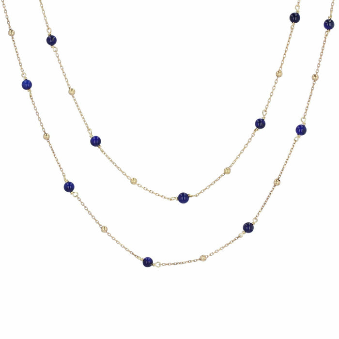 Collier Sautoir en or et perles de lapis lazuli 58 Facettes 21-040