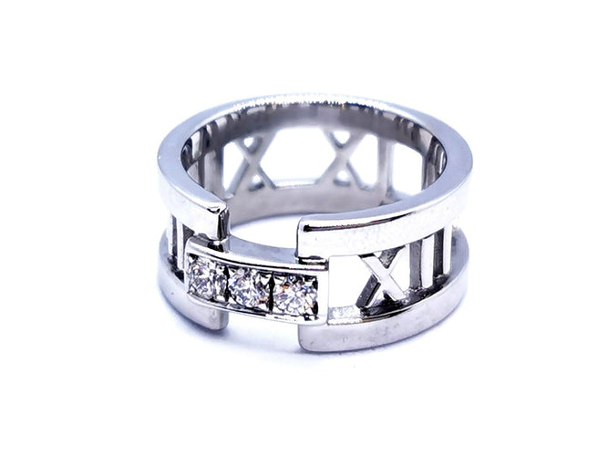 Bague 50 Tiffany & Co Bague Atlas Or blanc Diamant 58 Facettes 997153CN