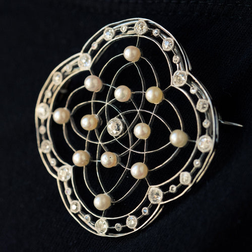 Broche Broche perles fines et diamants Belle Epoque 58 Facettes 20-192