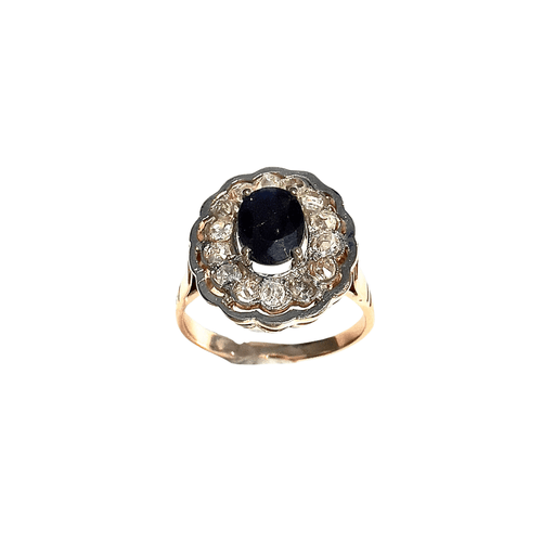 Bague BAGUE EN OR 18 KT PÉRIODE ART DÉCO 1930-35 avec DIAMANTS ET SAPHIR 58 Facettes Q715A (806)