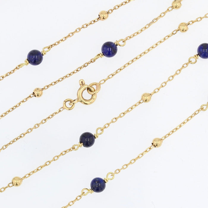 Collier Sautoir en or et perles de lapis lazuli 58 Facettes 21-040