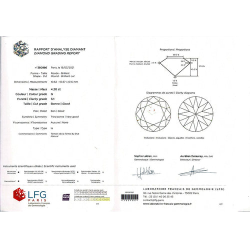 Bague 53 Bague solitaire diamant de 4,20 carats en or blanc. 58 Facettes 30277