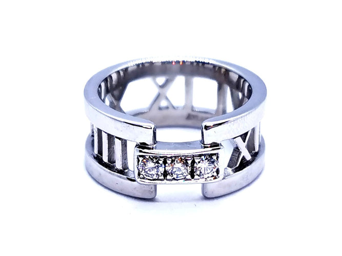 Bague 50 Tiffany & Co Bague Atlas Or blanc Diamant 58 Facettes 997153CN