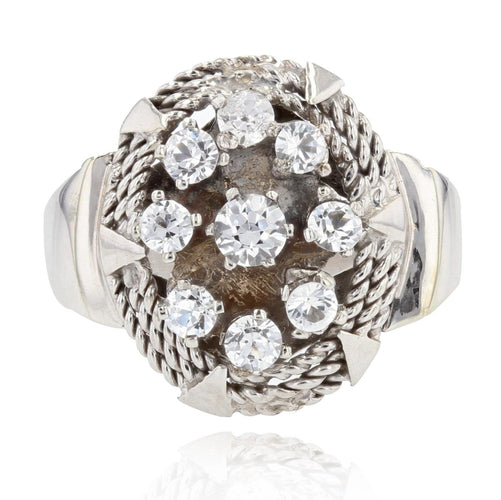 Bague 55 Bague vintage or blanc saphirs blancs 58 Facettes 19-519B
