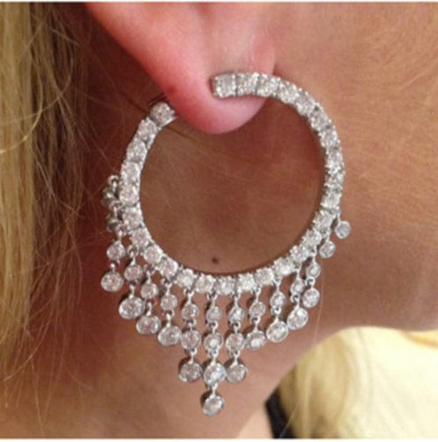 Boucles d'oreilles Boucles d'oreilles créoles en or blanc, diamants. 58 Facettes 25575