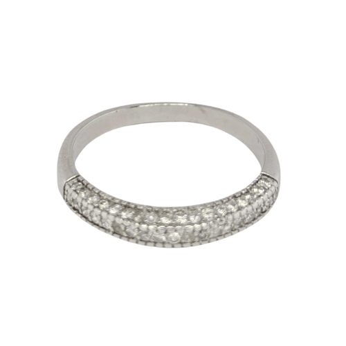 Bague Alliance or blanc et diamants 58 Facettes 25583