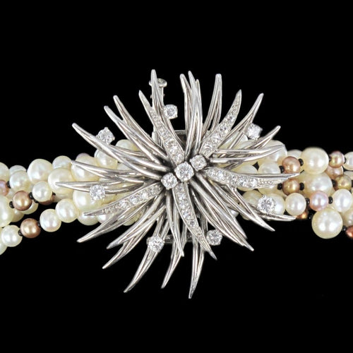 Collier Collier en perles fermoir broche diamants 58 Facettes 05-092-6829928