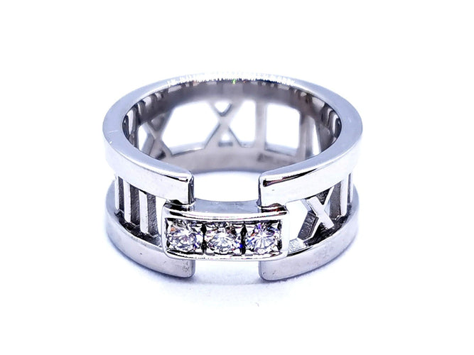 Bague 50 Tiffany & Co Bague Atlas Or blanc Diamant 58 Facettes 997153CN