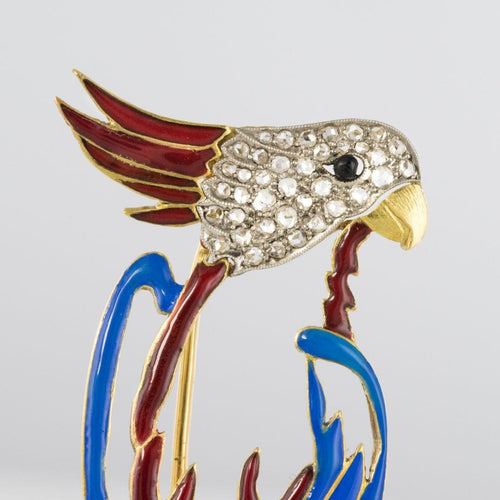 Broche Broche perroquet émail diamants 58 Facettes 19-467