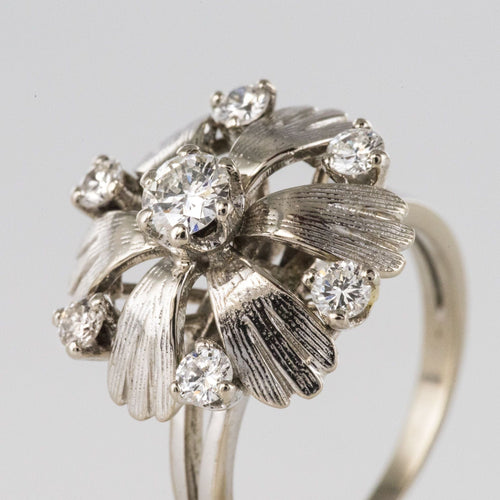 Bague 51 Bague pétales or blanc diamants 58 Facettes 20-150-49