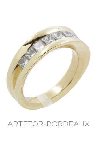 Bague 57 Demi-alliance diamants serti mystérieux 58 Facettes 32421