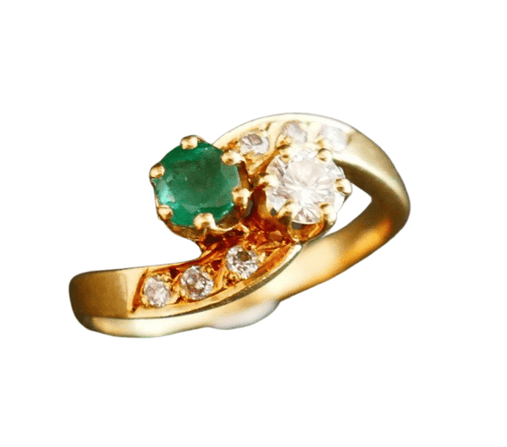 Bague 53.5 Bague Toi Et Moi émeraude Et Diamants 58 Facettes