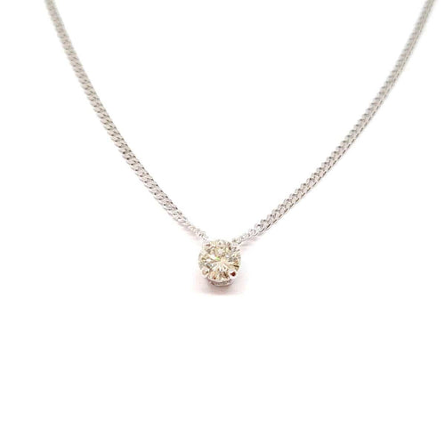 Collier Collier solitaire or blanc diamant 58 Facettes