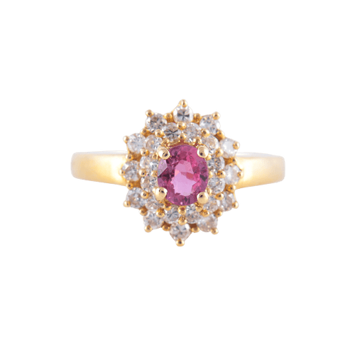 Bague 53 Bague Marguerite Saphir Rose Diamants 58 Facettes