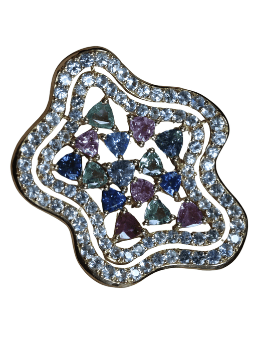 Bague 54 Bague Etoile saphirs de couleur Diamants 58 Facettes N2969