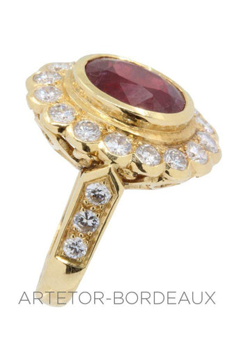 Bague 50 Bague rubis entourage diamants 58 Facettes 5471