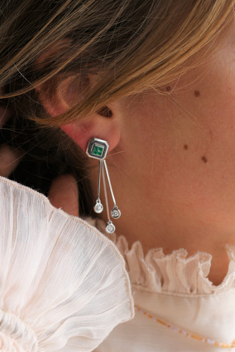 Boucles d'oreilles Pendants d'oreilles émeraudes diamants 58 Facettes 350