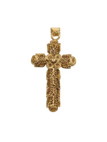 Pendentif Pendentif Croix Filigranée Or Rose 58 Facettes 947613