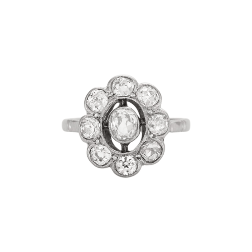 Bague Bague Fleur or gris et diamants taille ancienne 58 Facettes DV0569-13