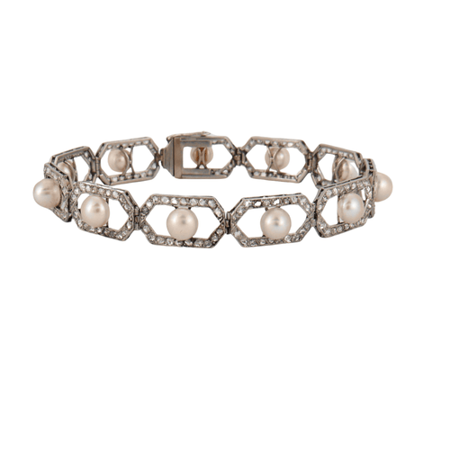 Bracelet Bracelet Art Déco Diamants Perles 58 Facettes
