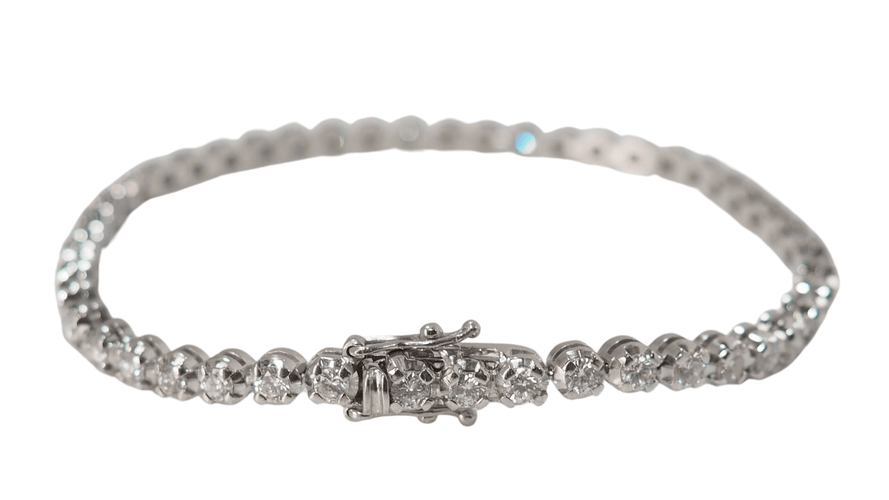 Bracelet Bracelet rivière en or blanc et diamants sertis clos 58 Facettes 31743