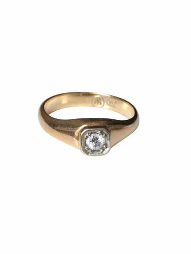 Bague Bague Jonc Solitaire vintage deux ors et diamant 58 Facettes
