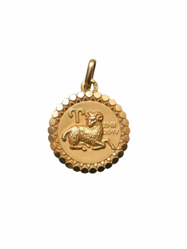 Pendentif Pendentif médaille or jaune vintage astrologique Bélier 58 Facettes