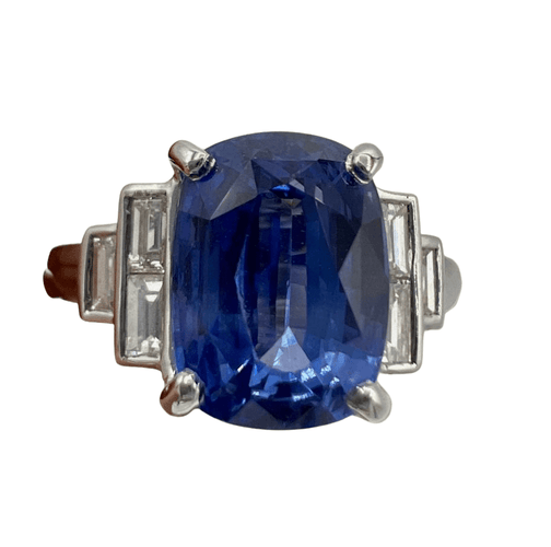 Bague Bague de Fiançailles Saphir, diamants" Baguette" & or blanc 58 Facettes 7351 A