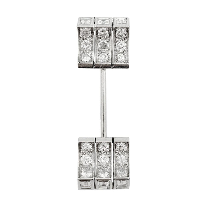 Broche Epingle de jabot Art Déco en or blanc et platine, diamants. 58 Facettes 30135