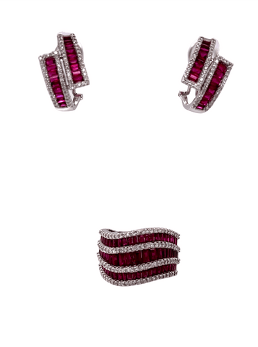 Bague Parure Rubis et Diamants 58 Facettes