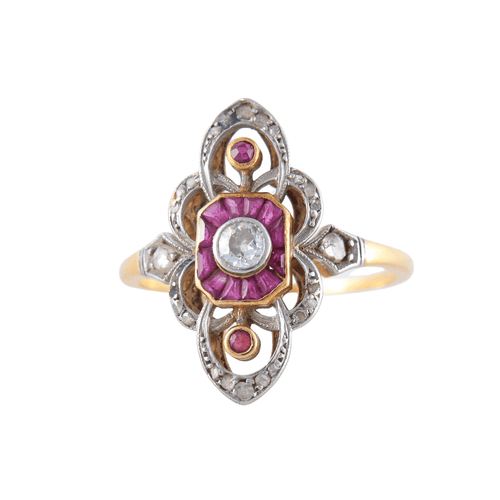 Bague 53 Bague Diamants et Rubis calibrés 58 Facettes JE143