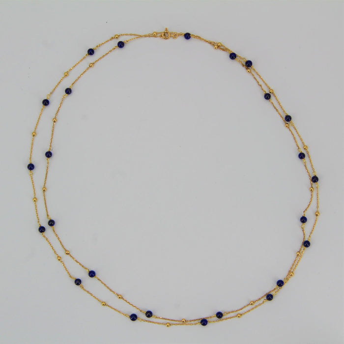 Collier Sautoir en or et perles de lapis lazuli 58 Facettes 21-040