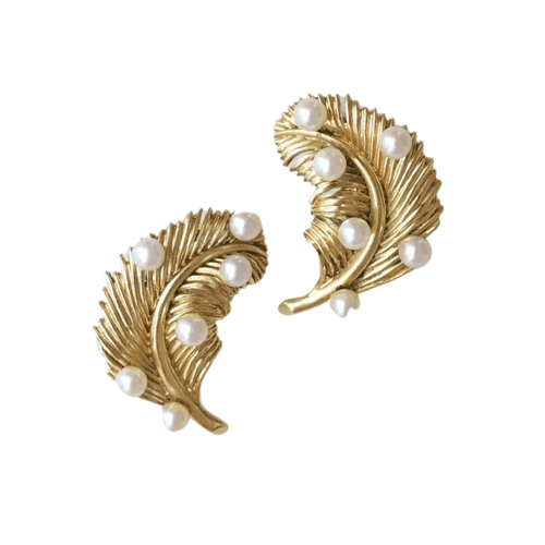 Boucles d'oreilles Clips d'oreille or jaune et perles 58 Facettes