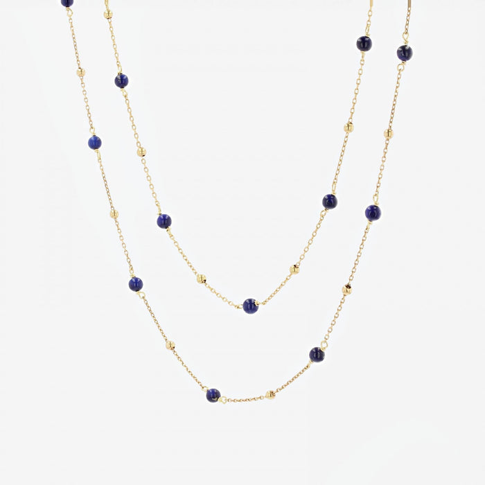 Collier Sautoir en or et perles de lapis lazuli 58 Facettes 21-040