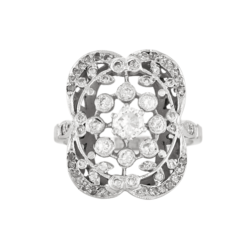 Bague 53 Bague en or gris et diamants 58 Facettes DV2329-3