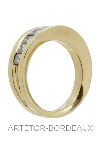 Bague 57 Demi-alliance diamants serti mystérieux 58 Facettes 32421